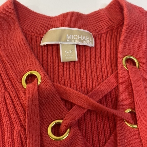 EUC MICHAEL KORS Ribbed Knit 3/4 Sleeve Sweater Coral - Picture 5 of 12